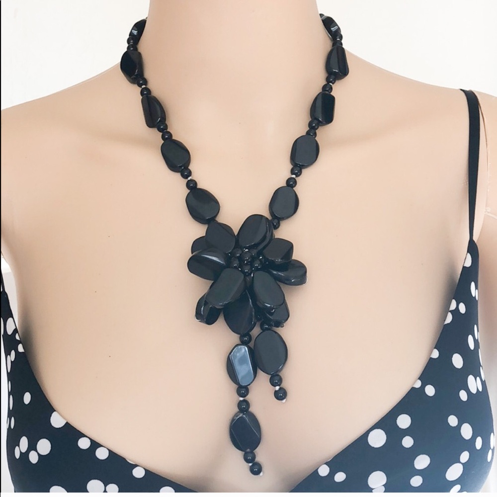 Black flower accessory necklace
